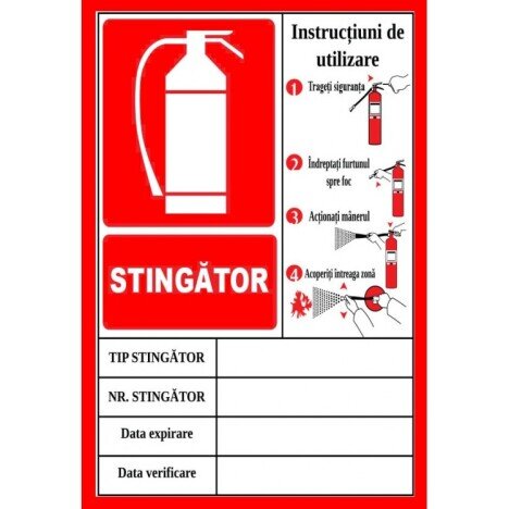Placuta cu instructiuni de utilizare stingatoare